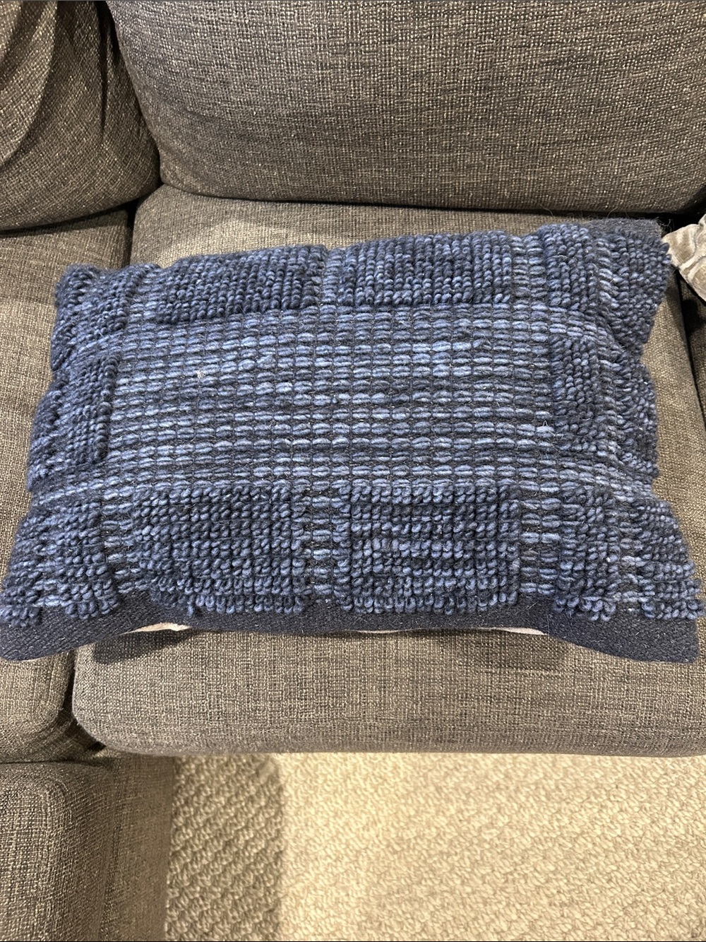 Crate&Barrel Navy Textured Woven Accent Pillow